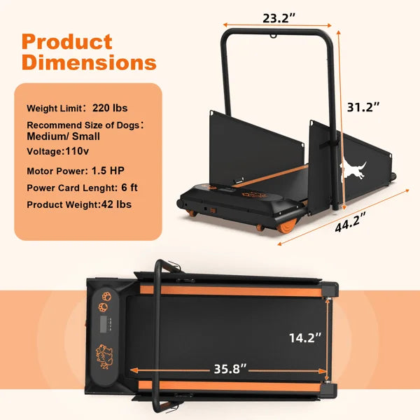 GP03 Electric Dog Treadmill – Foldable Pet Running Machine with 2.5HP Motor