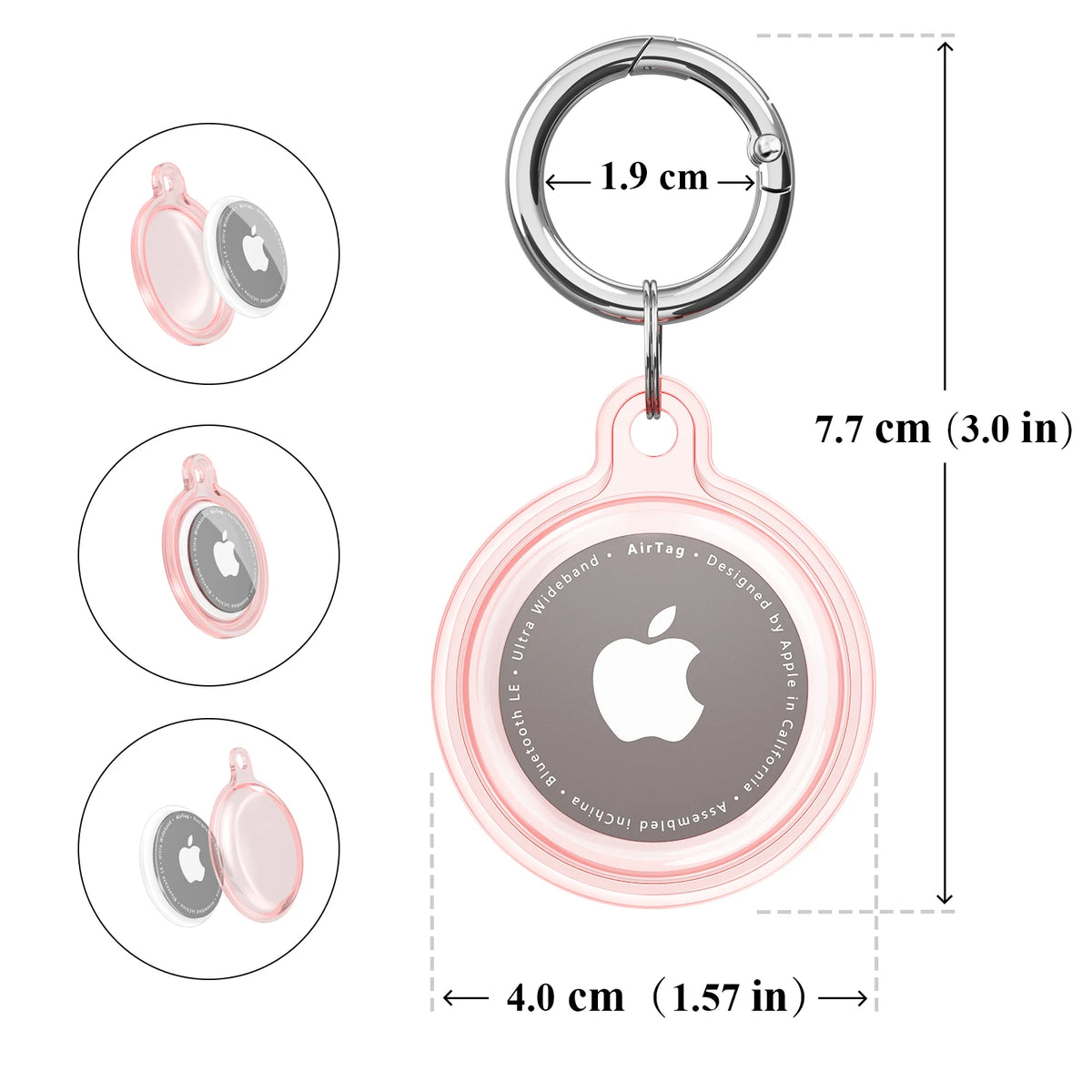 Transparent Waterproof TPU AirTag Case with Keychain