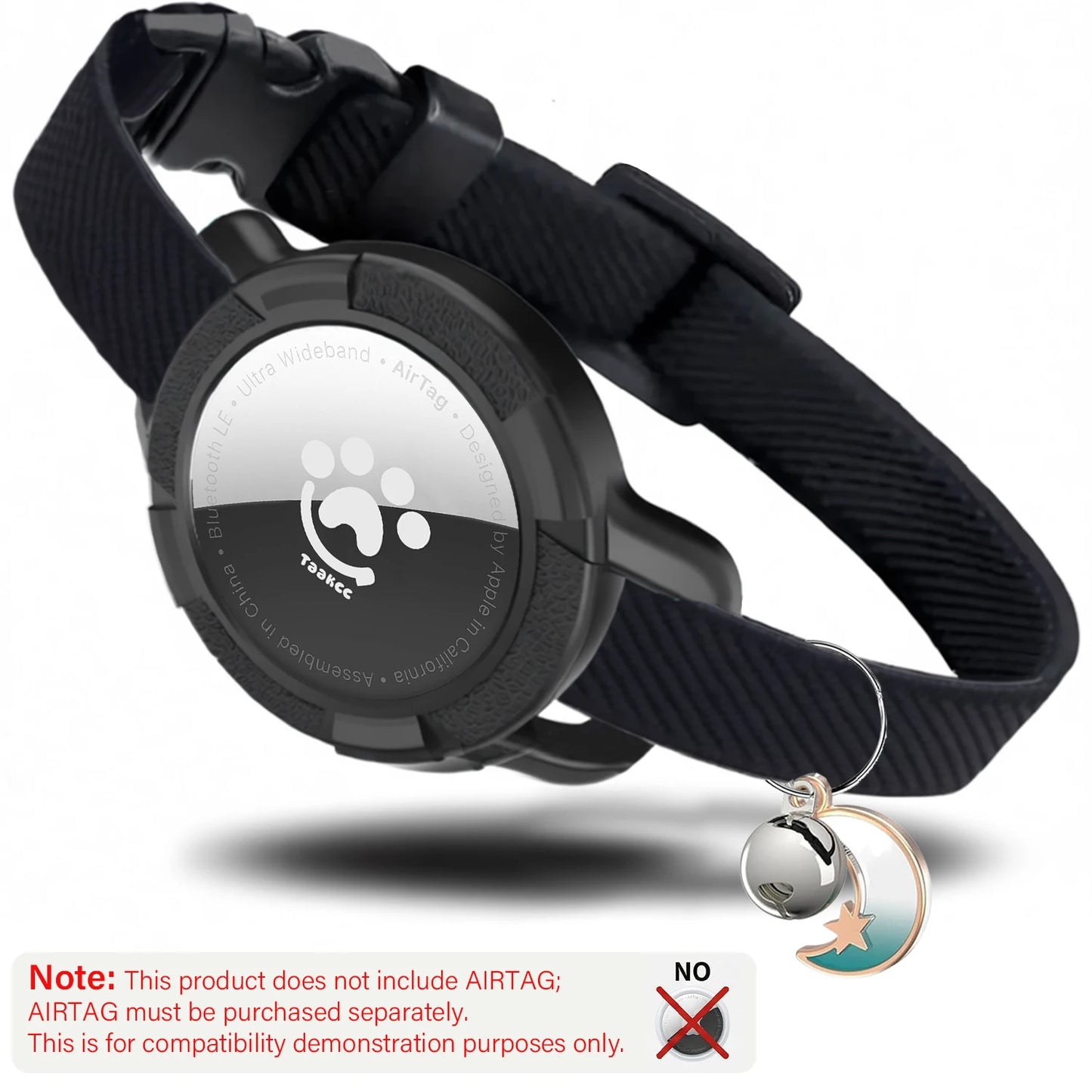 Elastic Safe AirTag Cat Collar, Anti-lost Pet Collar with Bell & GPS Tracking Holder Case for Cats Puppies（Airtag not included）
