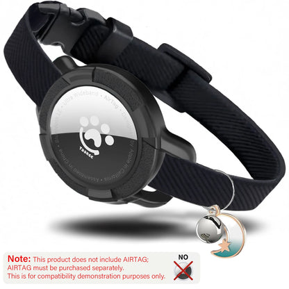 Elastic Safe AirTag Cat Collar, Anti-lost Pet Collar with Bell & GPS Tracking Holder Case for Cats Puppies（Airtag not included）