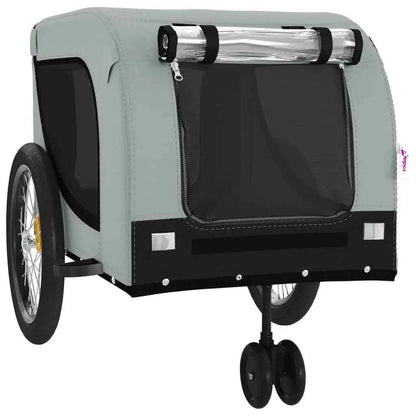 Gray and Black Oxford Fabric Pet Bike Trailer Iron Carriers for Pets