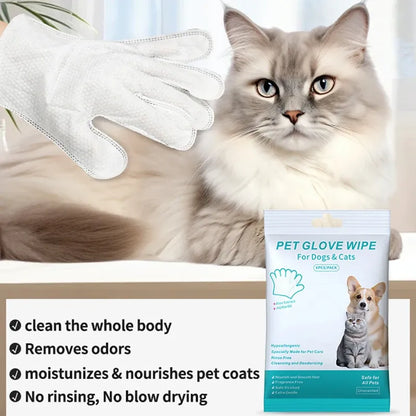 6-Pack Pet Wash-Free Grooming Gloves – Disposable Cleaning Wipes for Dogs & Cats