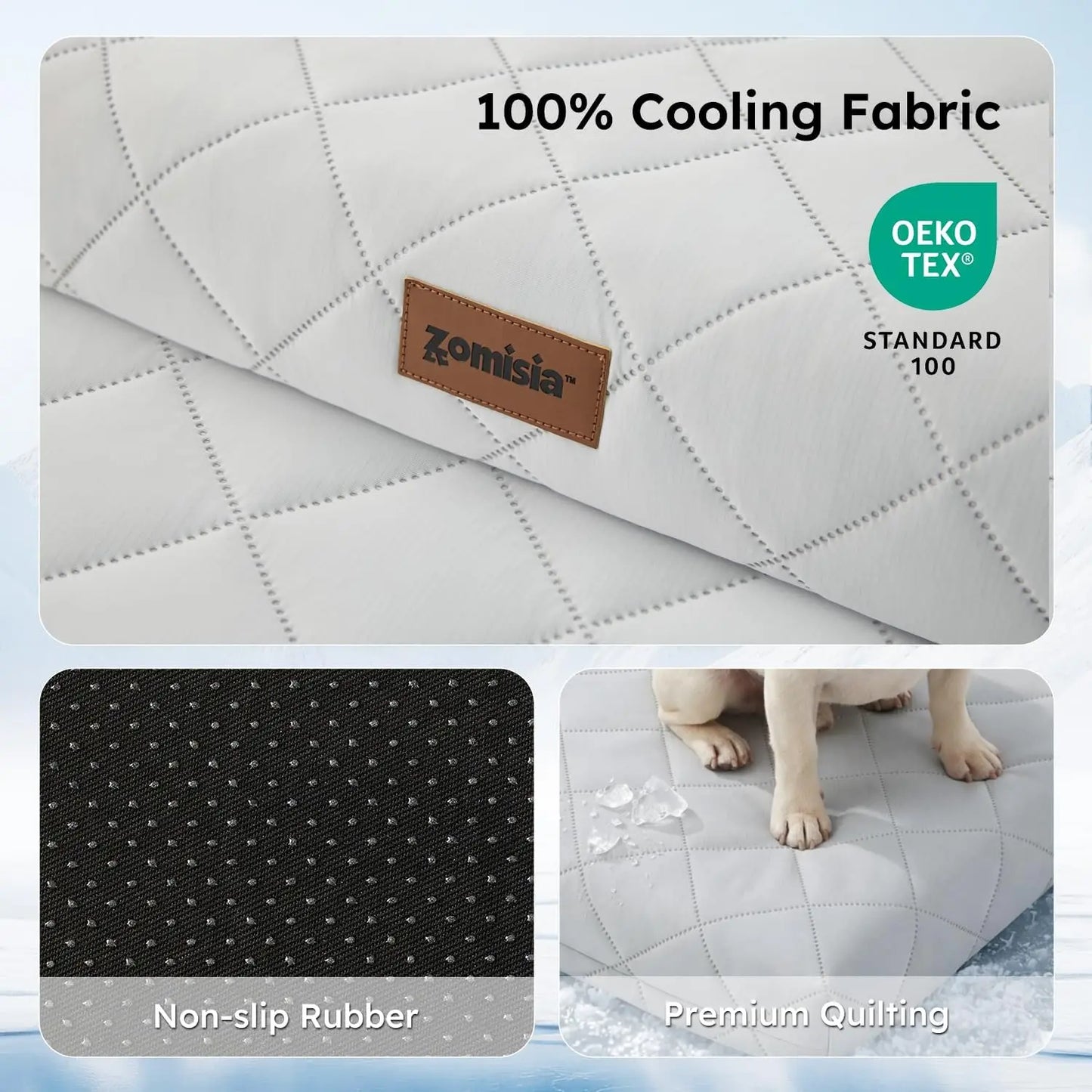 Orthopedic Cooling Dog Bed XXL 47x29in with Removable Washable Cover, Breathable Egg Foam Summer Pad for Crate, Grey