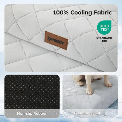 Orthopedic Cooling Dog Bed XXL 47x29in with Removable Washable Cover, Breathable Egg Foam Summer Pad for Crate, Grey