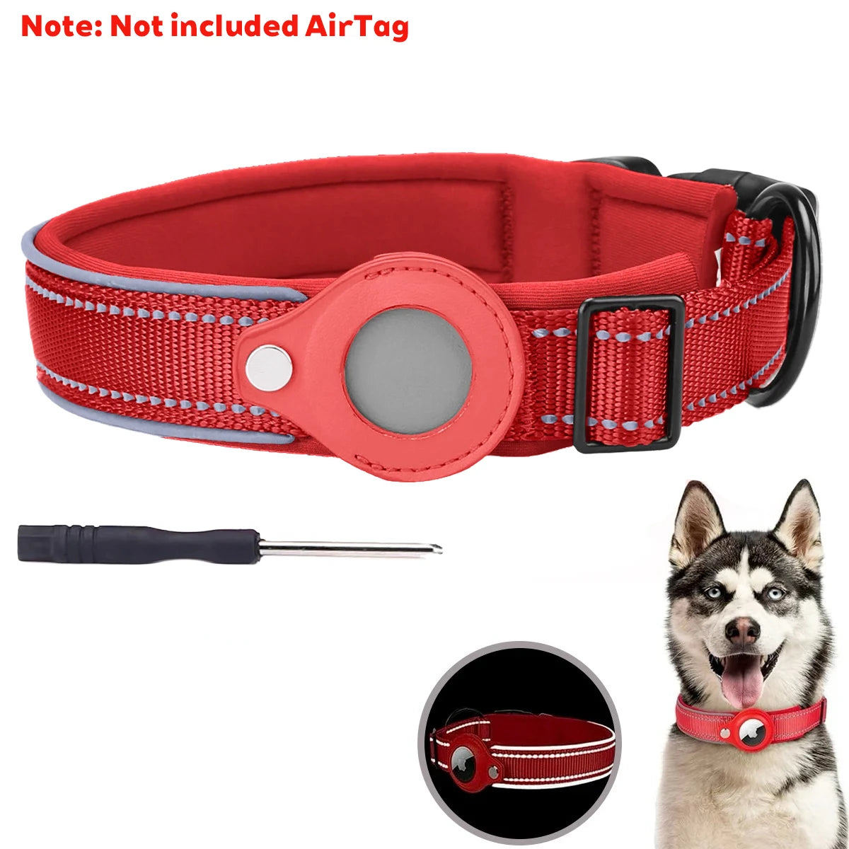 Apple AirTag Dog Collar – Reflective Waterproof Pet Tracker