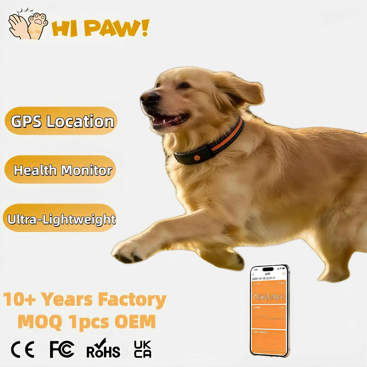 Smart GPS Pet Health Tracker Collar – GPS + BeiDou Location, Activity & Wellness Monitoring