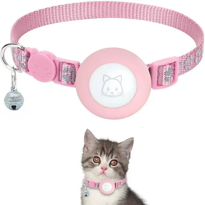 Cat Airtag Holder Collar Breakaway Reflective Strips Adjustable Kitten Collar Waterproof Cat Bell Collar Pet Air Tag Case