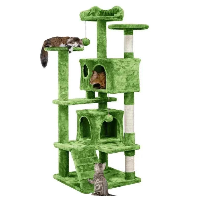 3-Level Cat Tree Tower with Scratching Posts & Plush Perches