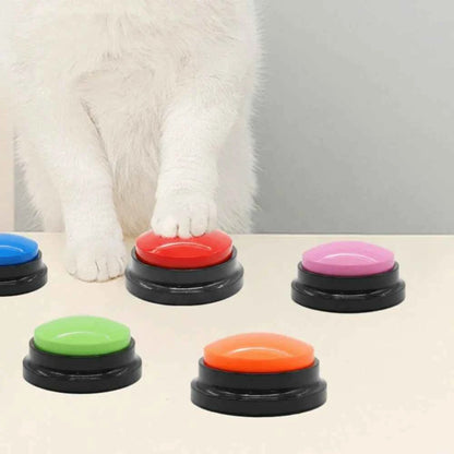 New Recordable Voice Recording Button Light Round Pet Talking Button Paw Pattern Interactive Dog Training Buttons Cat Puppy