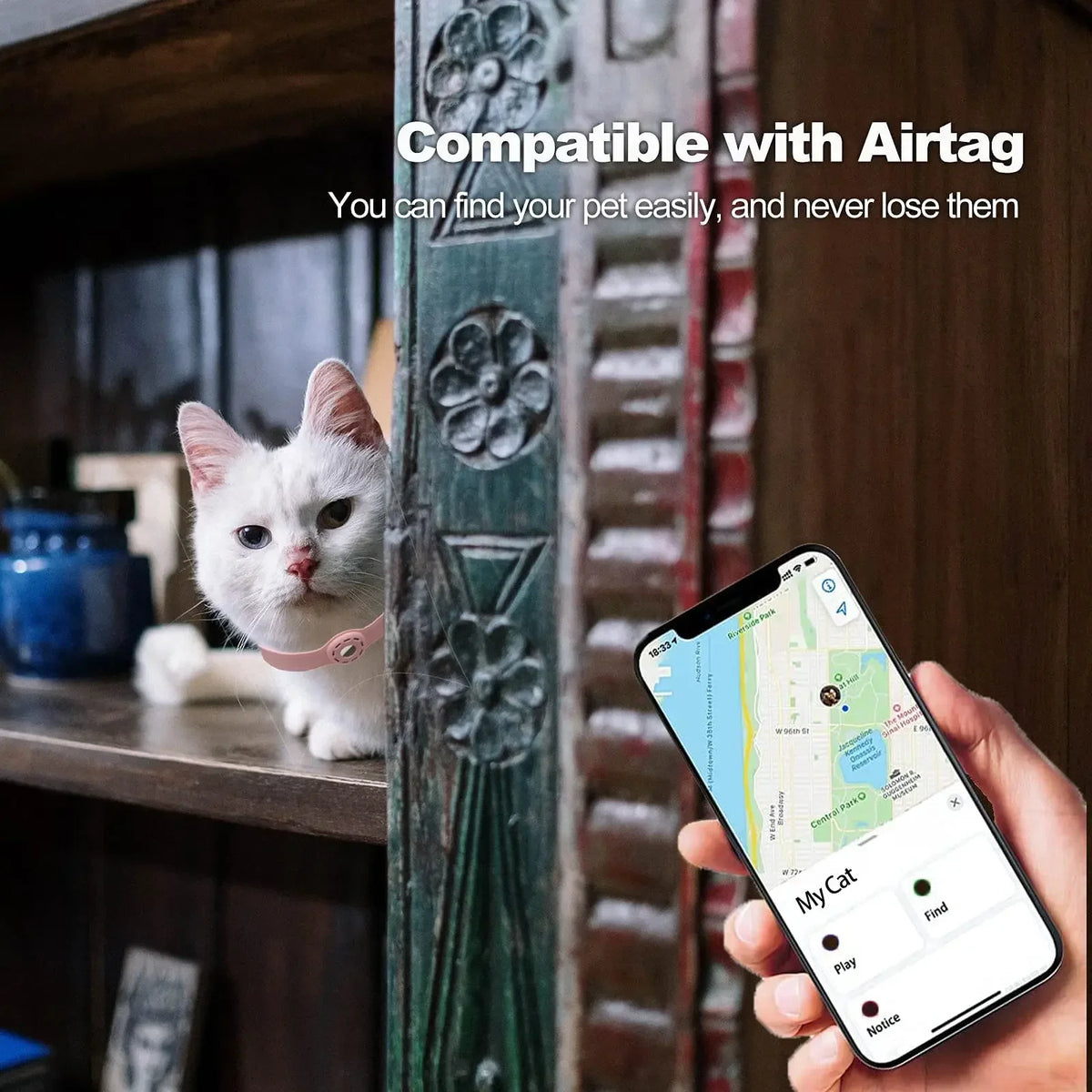 Adjustable Silicone AirTag Cat Collar for Apple AirTag