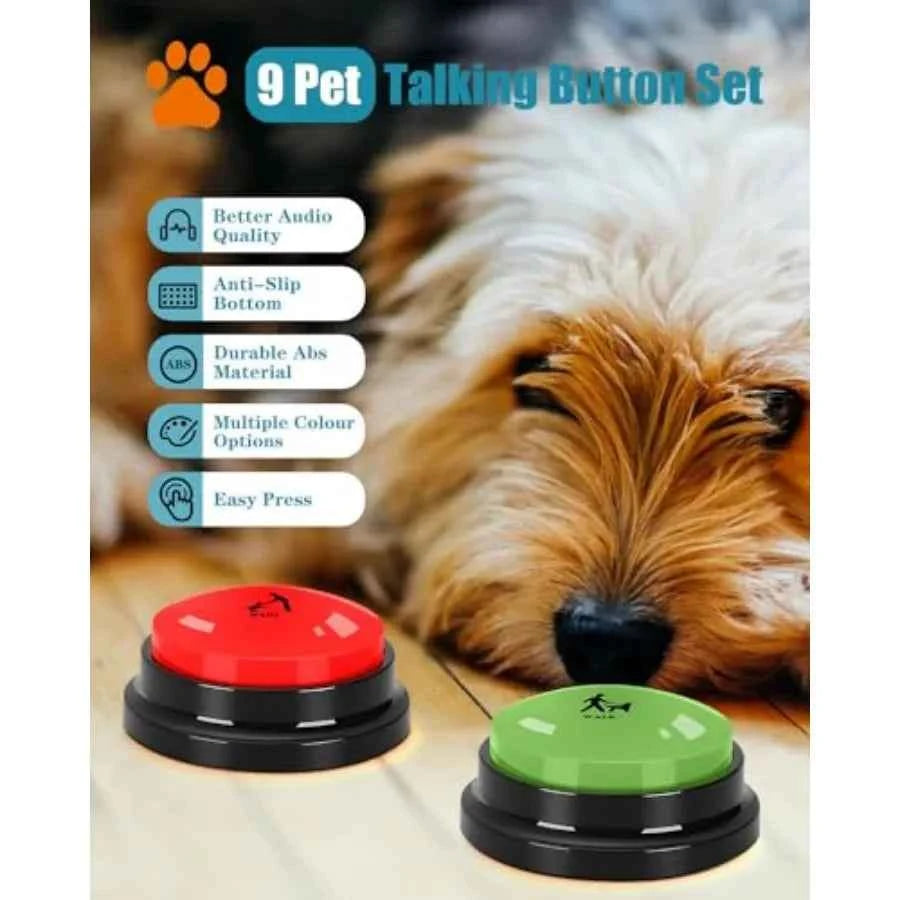 Dog Buttons for Communication 9 Pcs Dog Talking Button Set 30s Voice Recording Speaking Button Pet Speech Training Buzzers with