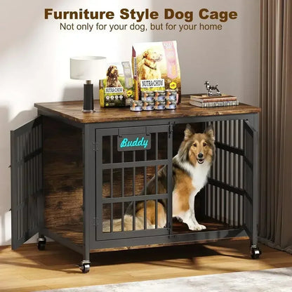 Medium Dog Crate Furniture, Heavy-Duty Indoor Kennel for 41/33/27 Dogs, Sturdy Metal Cage, Ideal for Anxiety Relief and Home Déc