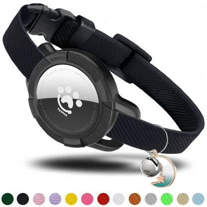 Elastic Safe AirTag Cat Collar, Anti-lost Pet Collar with Bell & GPS Tracking Holder Case for Cats Puppies（Airtag not included）