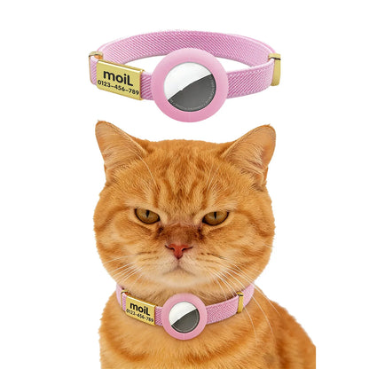 Fluorescent Green Cat Collar Customized Pet ID Puppies Necklace Elastic GPS Tracker Adjustable Kitten Collar with AirTag Holder