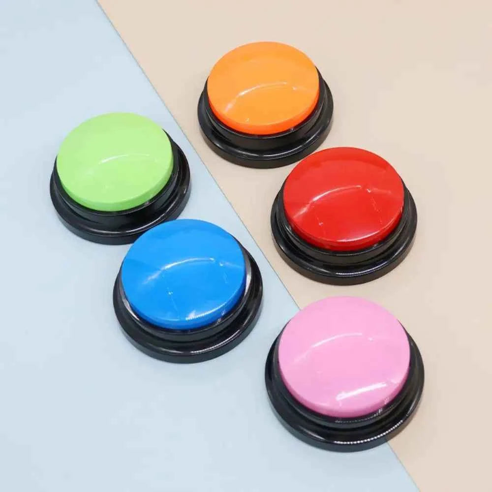 New Recordable Voice Recording Button Light Round Pet Talking Button Paw Pattern Interactive Dog Training Buttons Cat Puppy