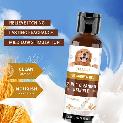 Pet Shower Gel 200ml Oatmeal Scent Cat Dog Bathing Deodorizing Shampoo Bath Soap Odor Release Fragrance Soften Coat Pet Products