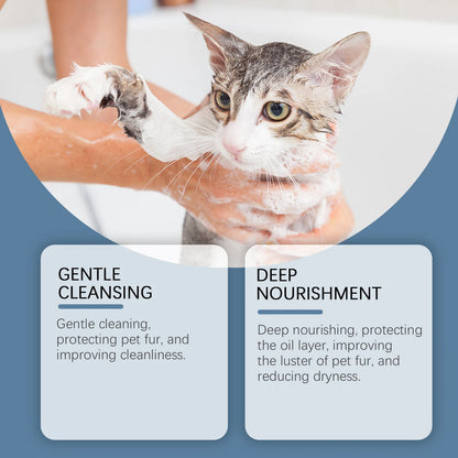 Pet shampoo for cats and dogs, cleansing, bathing, moisturizing, nourishing, shower gel, gentle shampoo