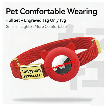 Breakaway AirTag Cat Collar with Custom Name Tag & Holder