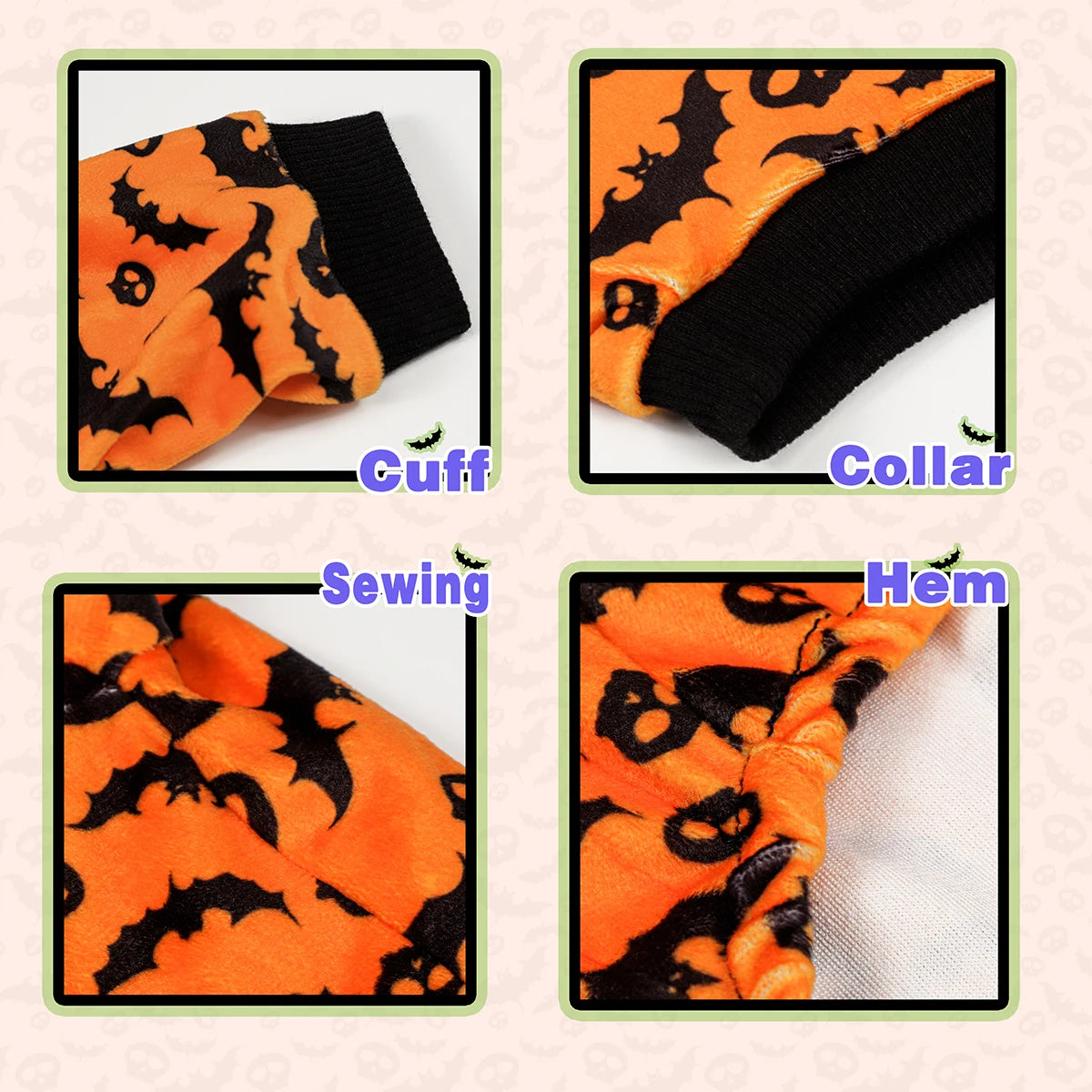 Halloween Bat & Skull Pajamas for Dogs