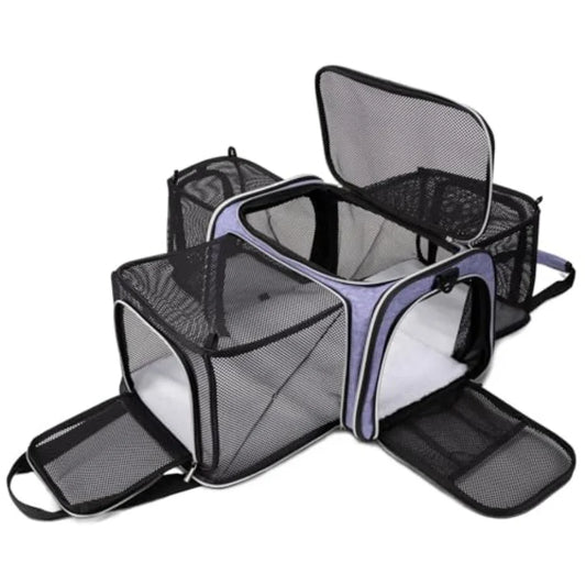 Cat Carrier Bag Airline Approved Pet Travel Carrier Soft Side with Fleece Pad 5 Sides Open Doors 3 Sides Expandable Foldable Do
