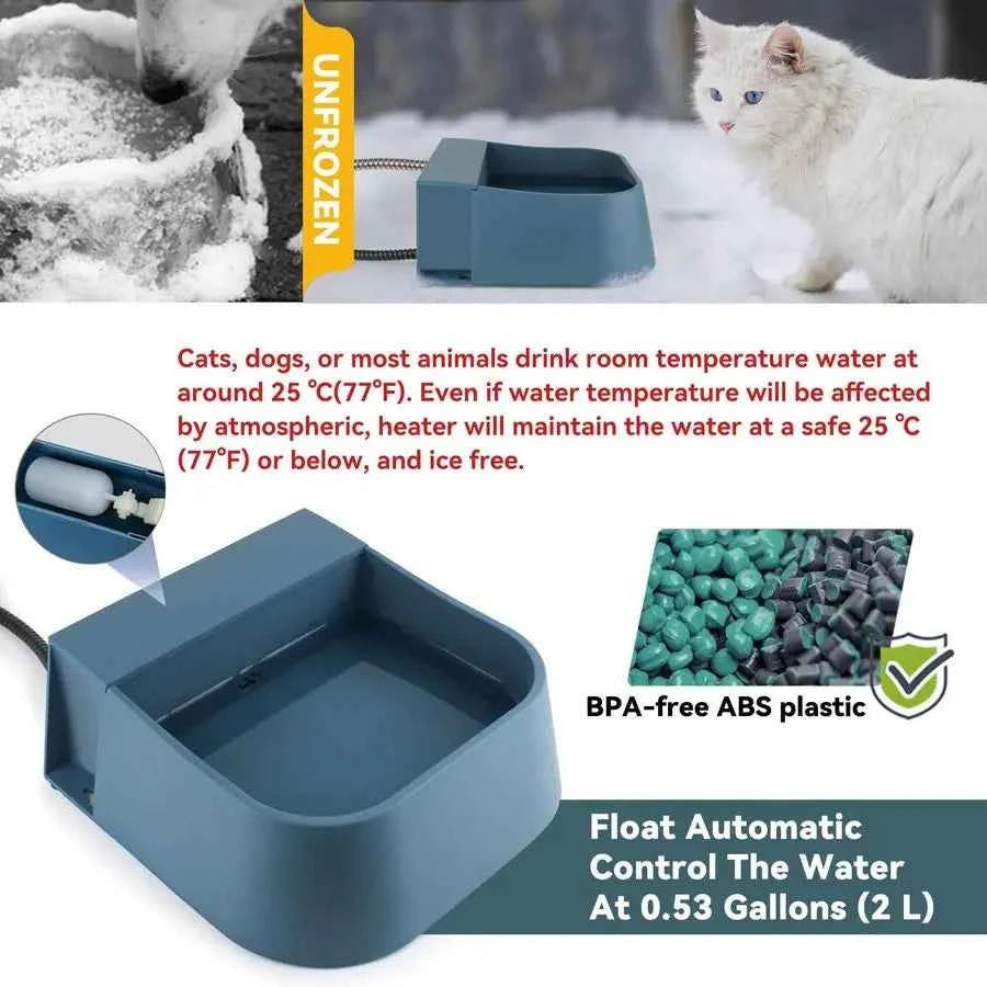 Automatic Heated Pet Water Dispenser – 2L Indoor/Outdoor Heated Bowl for Dogs & Cats