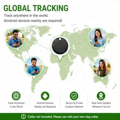 Pet Tracker, GPS Collar for Dogs Android Only Smart tag, Waterproof Compatible with Google Find Hub, No Monthly Fee, Advanced T