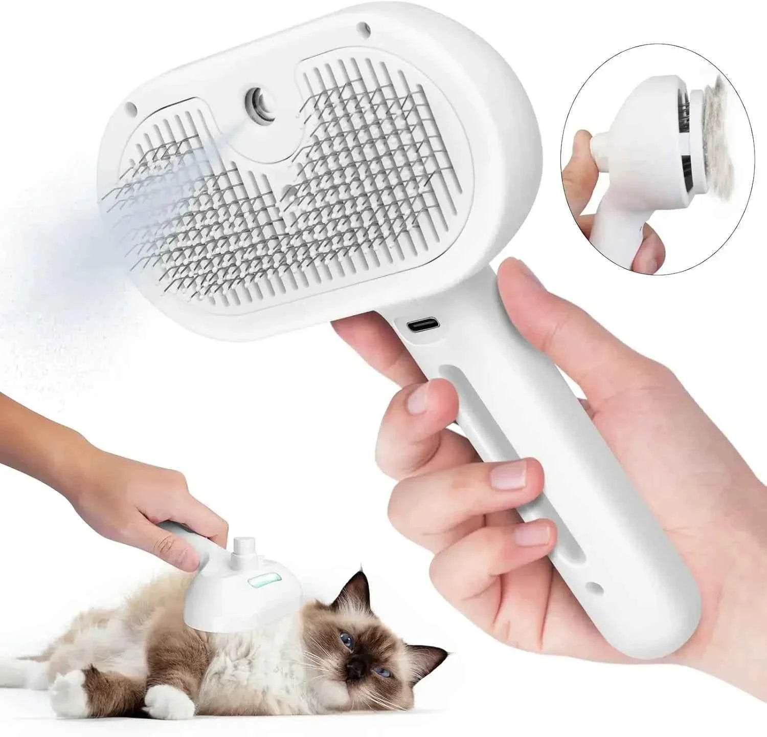 Cat Steamy Comb Pet Steam Spray Brush – Gentle Grooming for Cats
