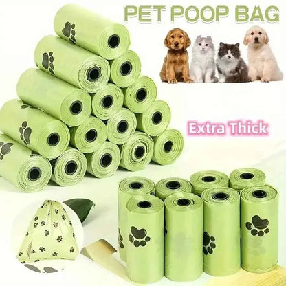 Leak‑Proof Dog Poop Bags – Thick Pet Waste Bags with Paw Print, 15 Bags per Roll