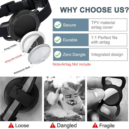 Fashion Anti-lost AirTag Cat Collar, Elastic Collar with Bell & GPS Tracking Holder Case for Cats Puppies（Tracker not included）