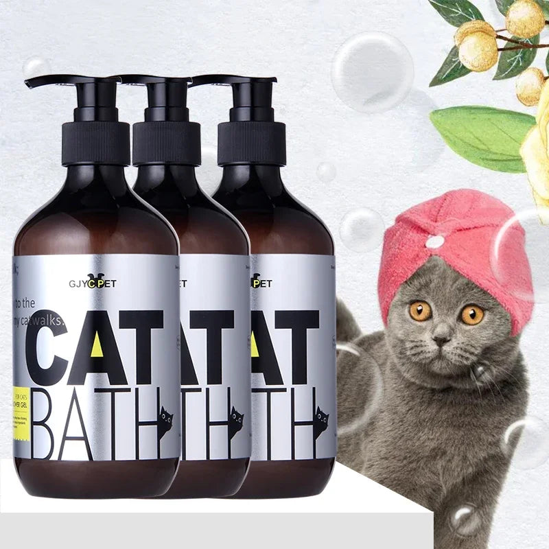 500ml Cat Shower Gel Shampoo Ultra Cleaning Fluffy Smooth Long Lasting Scent Deep Soil Removal Pet Deodorizer Decontamination
