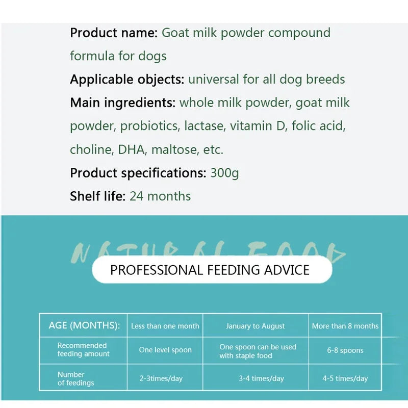 Goat Milk Powder for Dogs & Puppies – 300g Taurine + Multivitamin Probiotic Formula