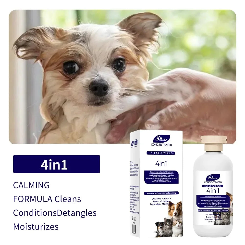 228ML Soothing Pet Grooming Shampoo for Sensitive Skin - Hypoallergenic Formula for Cats and Dogs
