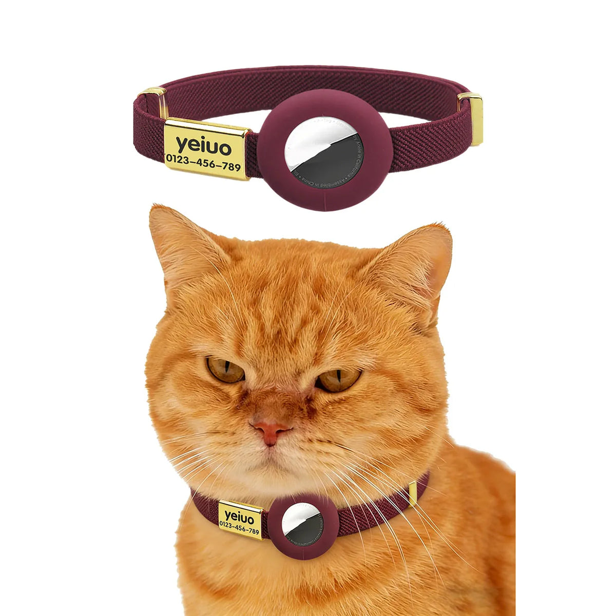 Fluorescent Green Cat Collar Customized Pet ID Puppies Necklace Elastic GPS Tracker Adjustable Kitten Collar with AirTag Holder