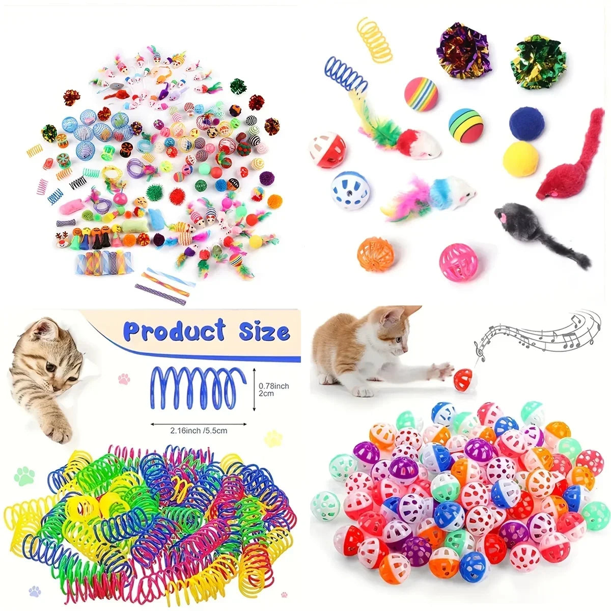 56/28/14 PCS Mixed Cat Toy Pack – Plush & Plastic Toys for Multi‑Cat Play
