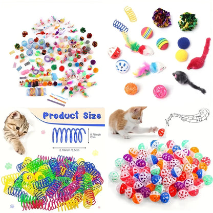 56/28/14 PCS Mixed Cat Toy Pack – Plush & Plastic Toys for Multi‑Cat Play