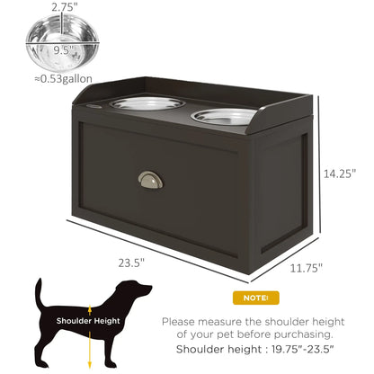 Elevated Dog Feeding Station with Storage Cabinet – 2 Stainless Steel Bowls
