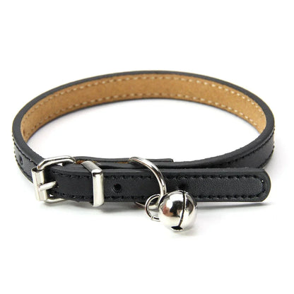 Soft Genuine Leather Cat Collar With Bell Adjustable Puppy Neck Strap For Kitten Necklace Cat Accessories Pet Supplies XS/S