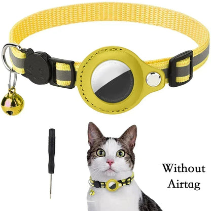 Reflective AirTag Cat Collar with Bell & Protective Case