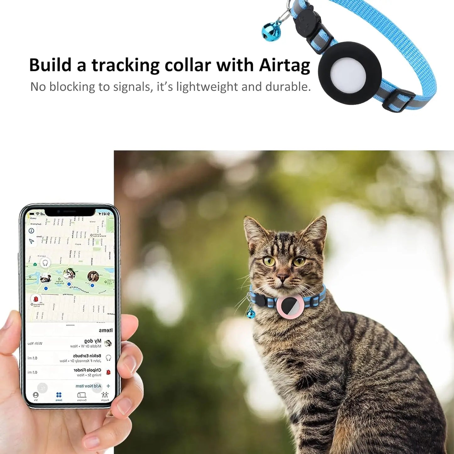 Airtag Cat Collar Holder, Small Air tag Cat Collar Holder Silicone Case Cover for Cat Dog Pet Collar Harness Loop