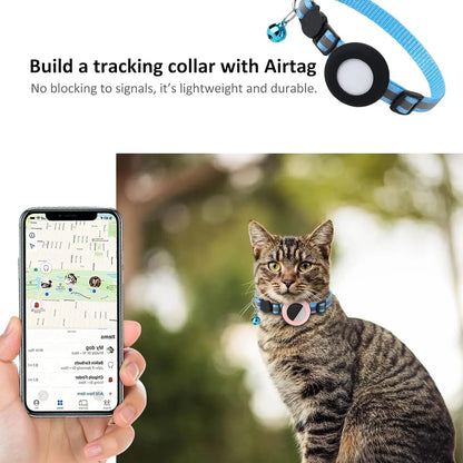 Airtag Cat Collar Holder, Small Air tag Cat Collar Holder Silicone Case Cover for Cat Dog Pet Collar Harness Loop