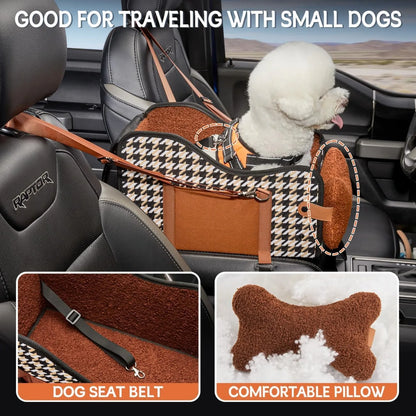 Pet Booster Seat for Car Armrest, Center Console Dog Bed, Small Dog Travel Safety Carrier