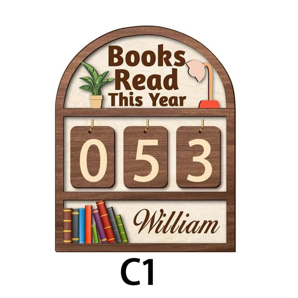 Custom Name Wooden Book Tracker – Reading Goal Counter