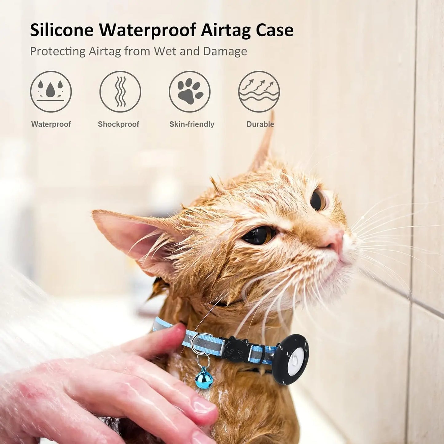 Airtag Cat Collar Holder, Small Air tag Cat Collar Holder Silicone Case Cover for Cat Dog Pet Collar Harness Loop