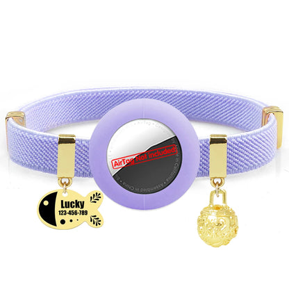 Customized AirTag Cat Collar with Bell, Name Tag & Holder