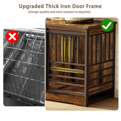 78 Inch Double Dog Crate Furniture, Extra Large Dog Kennel Indoor for 2 Dogs, Heavy Duty Dog Cage with Divider, Wooden Dog Hous