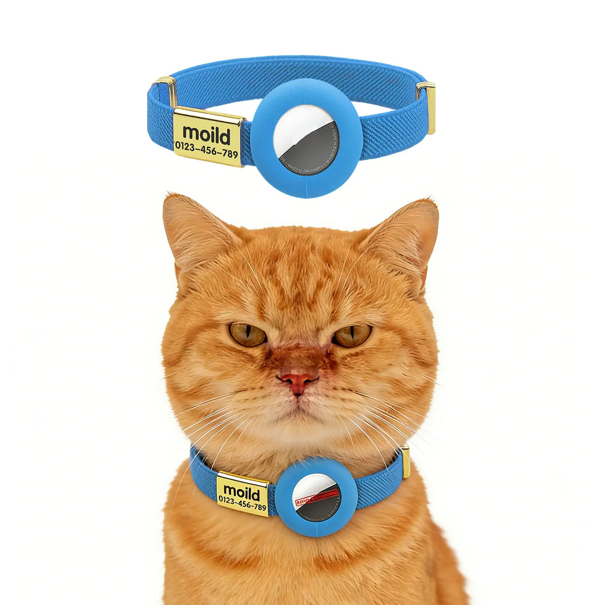 Fluorescent Green Cat Collar Customized Pet ID Puppies Necklace Elastic GPS Tracker Adjustable Kitten Collar with AirTag Holder