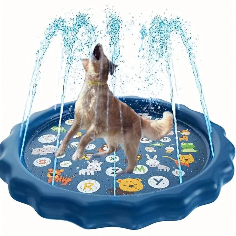 Heavy-Duty Outdoor Pet Bathing Basin with Spray Function - Non-Slip Dog Water Play Mat for Summer Fun and Pet Bathing Dog Wash