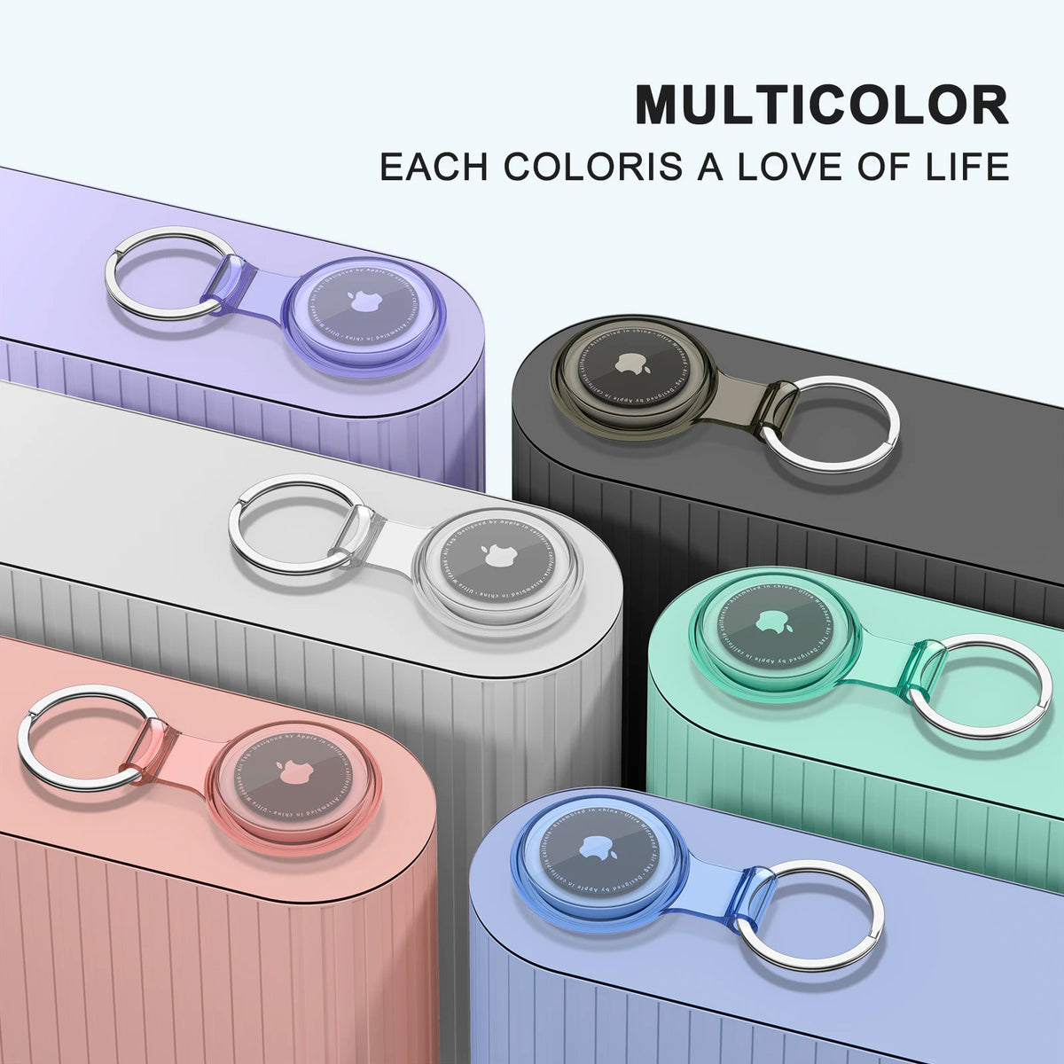 Waterproof TPU AirTag Case with Keychain for Dogs, Cats & Keys