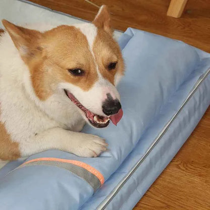 Summer Cooling Dog Bed For Large Medium Dog Puppy Orthopedic Memory Foam Mat With Pillow Breathable Waterproof Washable