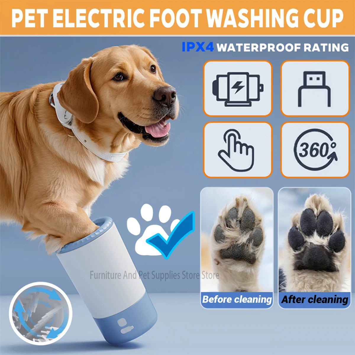 Electric Pet Paw Cleaner – Automatic Low‑Noise Waterproof Paw Washing Machine